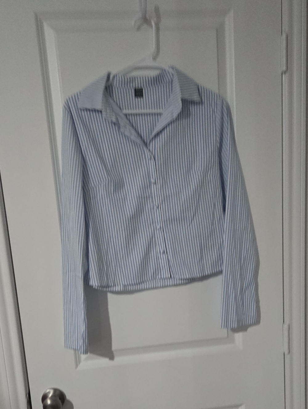 Classic Blue & White Striped Women's Button-Up Shirt